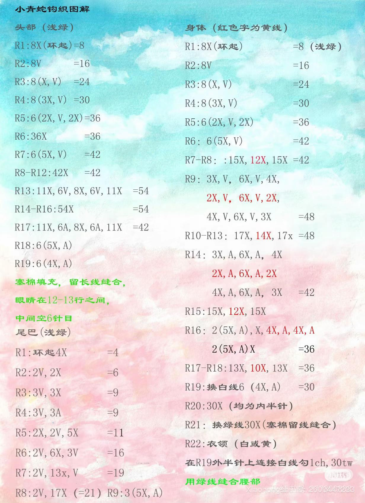 Crochet Snake Amigurumi Pattern with Free Chart