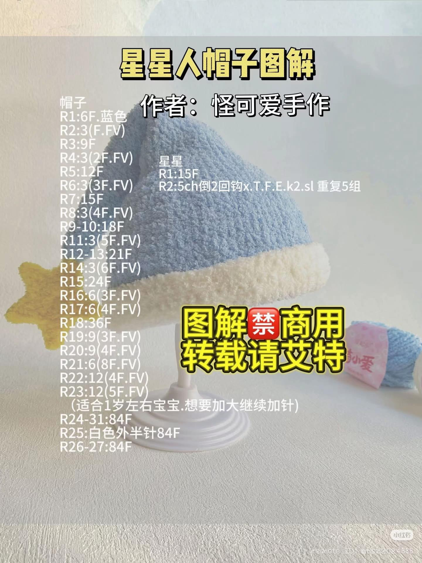 Crochet Star Man Hat Pattern with Yellow Star and Blue Yarn