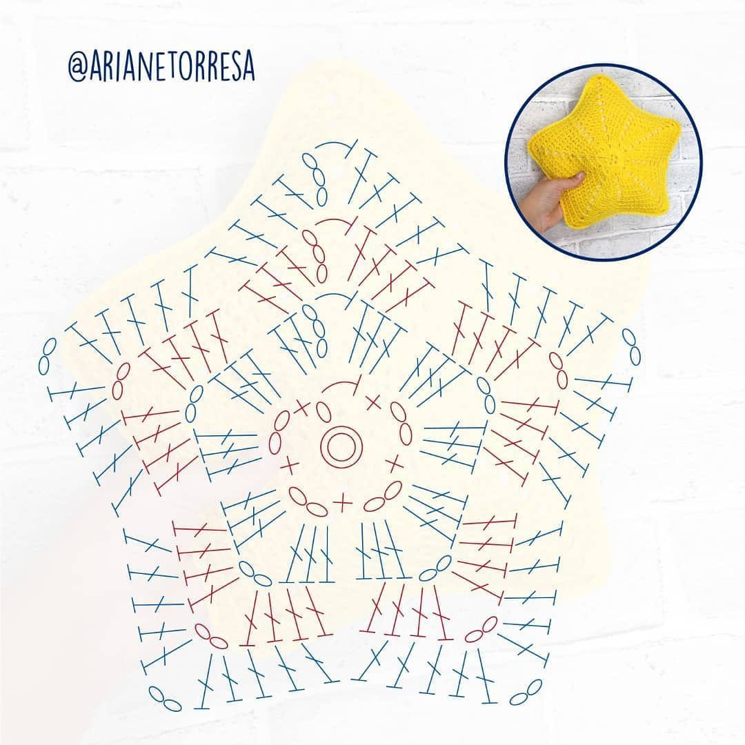 Crochet Star Pillow Pattern by Ariane Torresa - Yellow