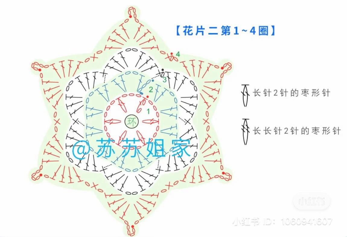 Crochet Star Square Chart Pattern with Yarn Color Guide