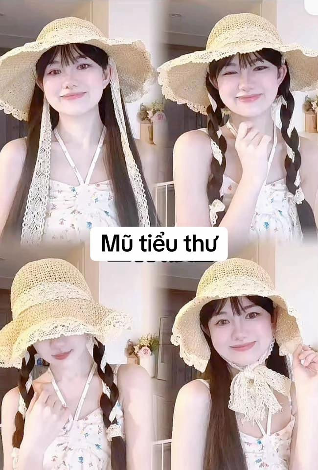 Crochet Straw Sun Hat Pattern with Lace Brim and Tie