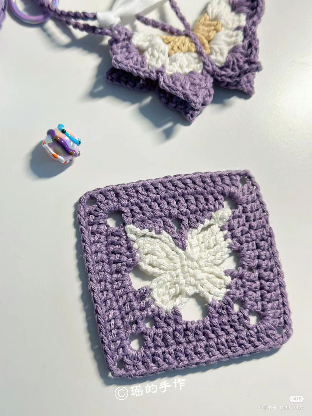 Crochet Strawberry and Flower Granny Square Flat Charts with Yarn Colors