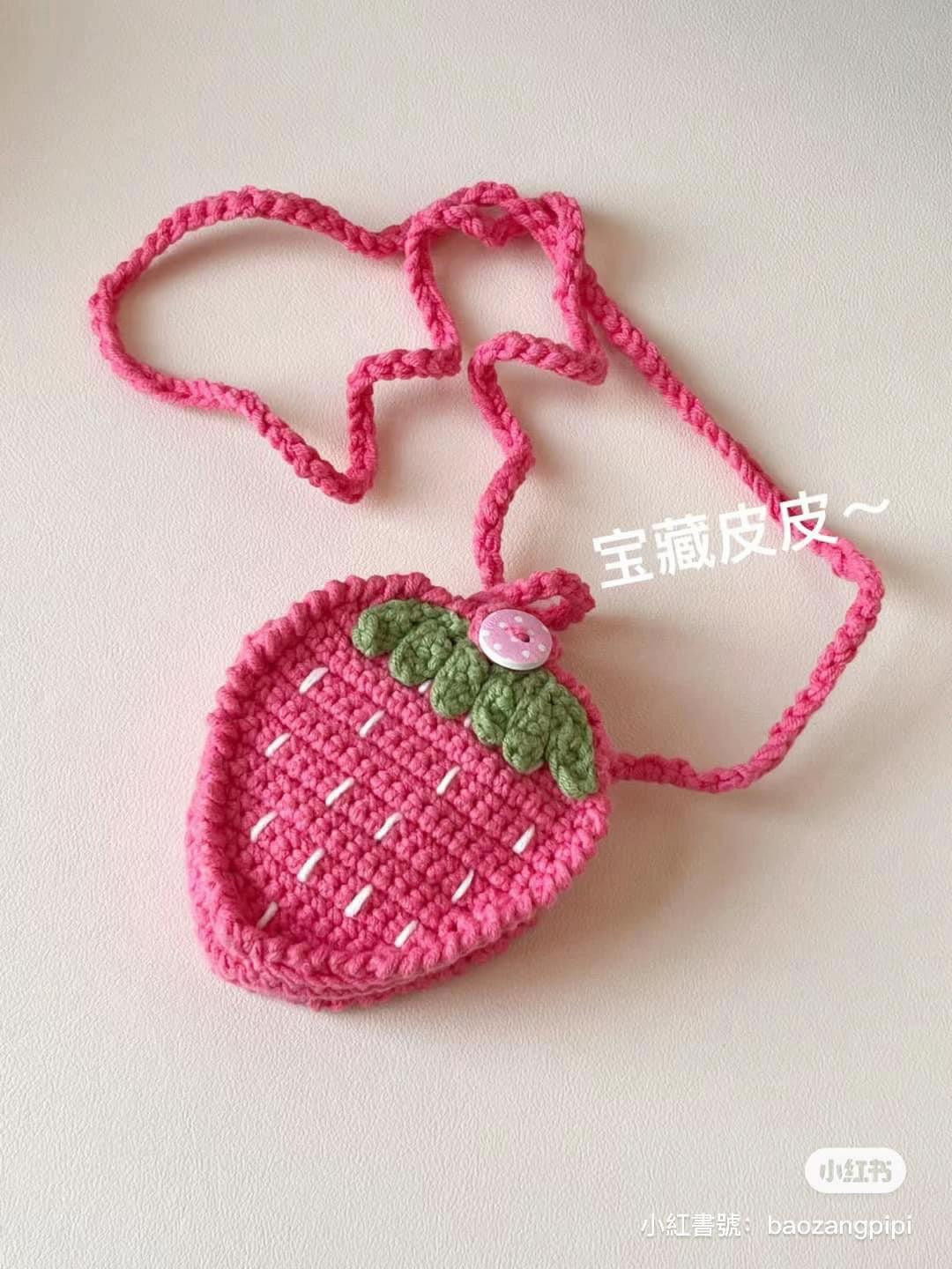 Crochet Strawberry Bag and Lotus Flower Wristlet Patterns