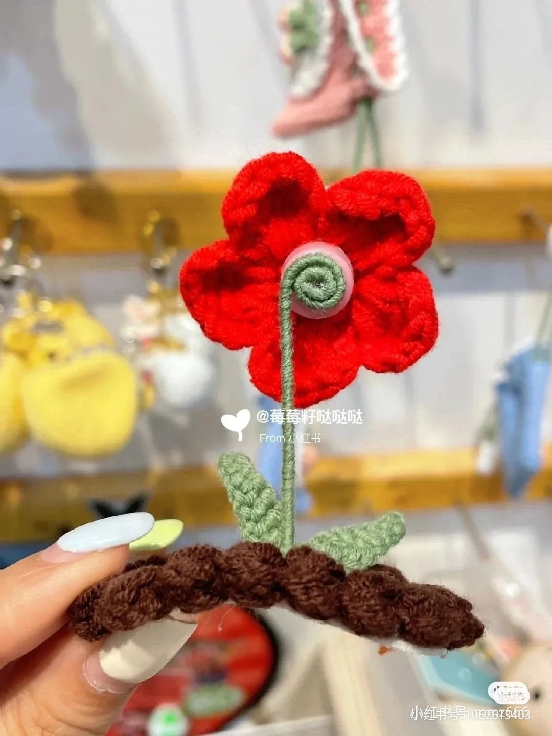 Crochet Strawberry Bow and Flower Hair Clip Chart with Pattern Instructions