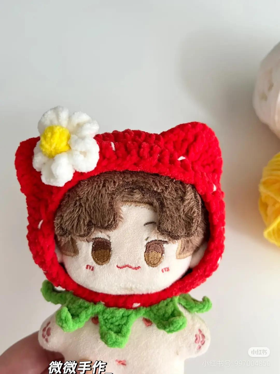 Crochet Strawberry Cat Hood Pattern Chart for Dolls