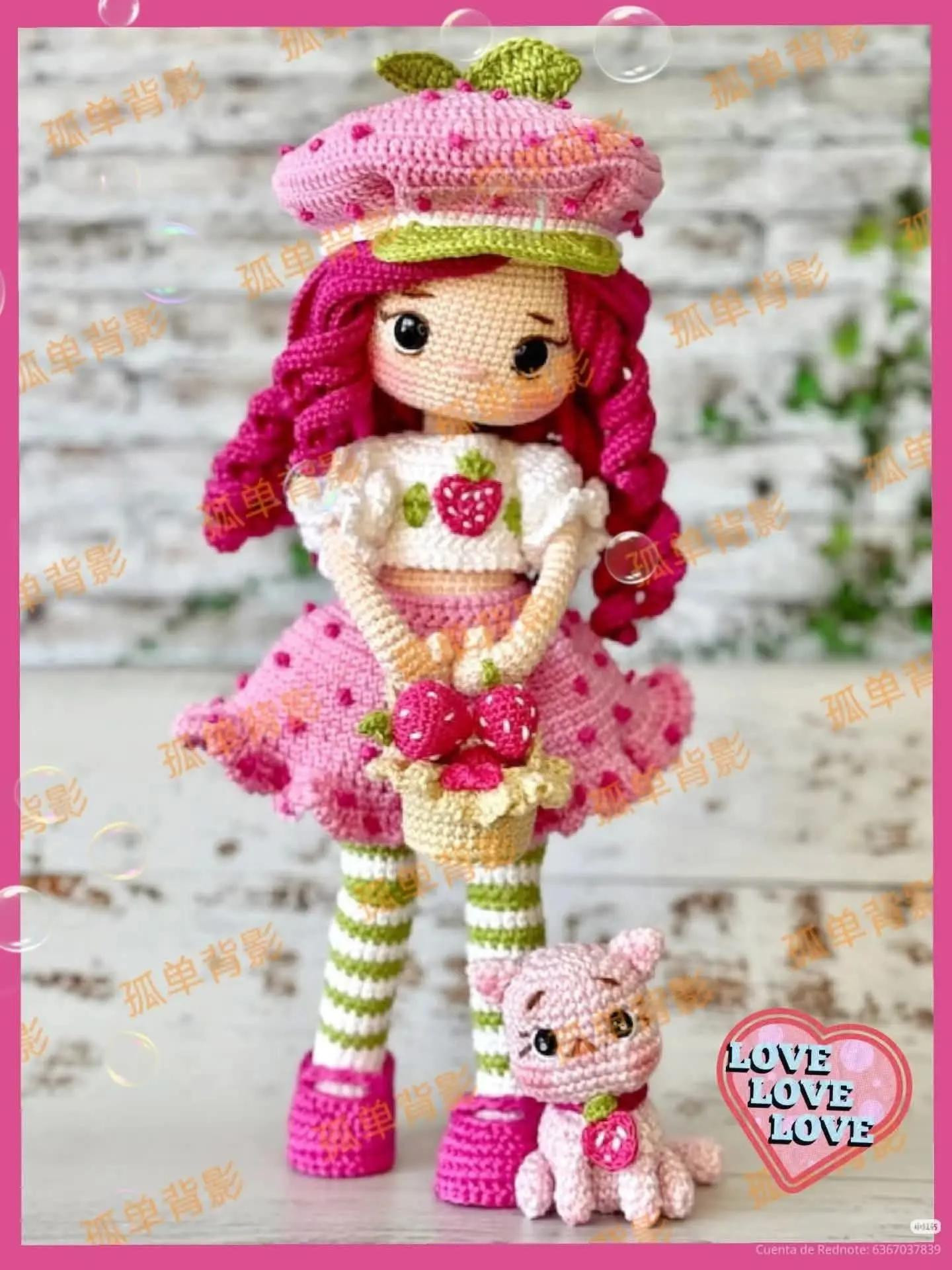 Crochet Strawberry Girl Doll Amigurumi Pattern Tutorial