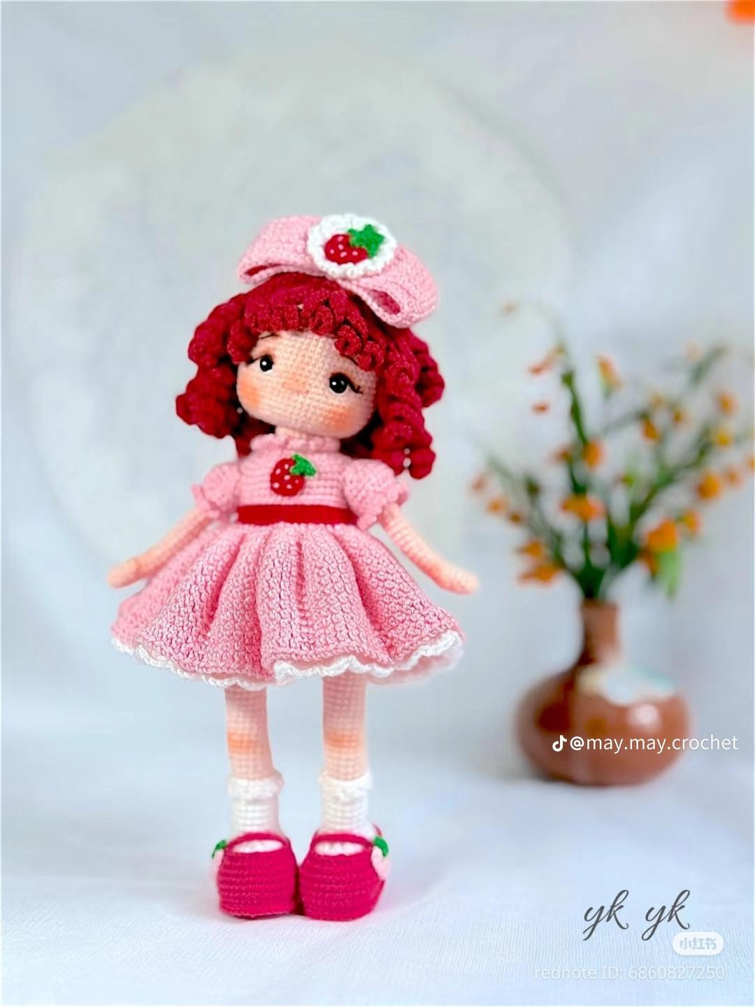 Crochet Strawberry Shortcake Doll Pattern, Amigurumi Tutorial Chart