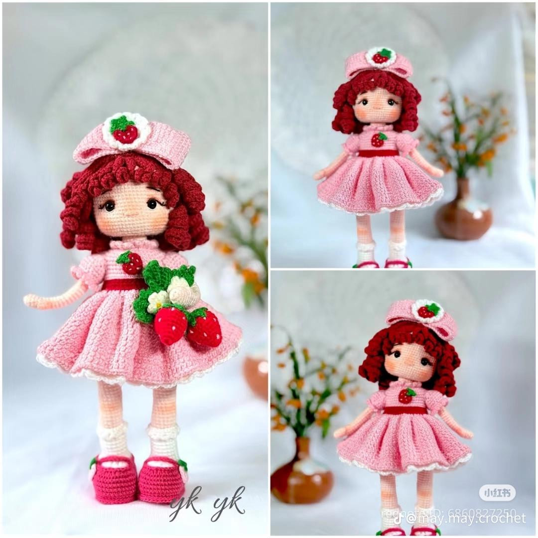 Crochet Strawberry Shortcake Doll Pattern, Amigurumi Tutorial Chart