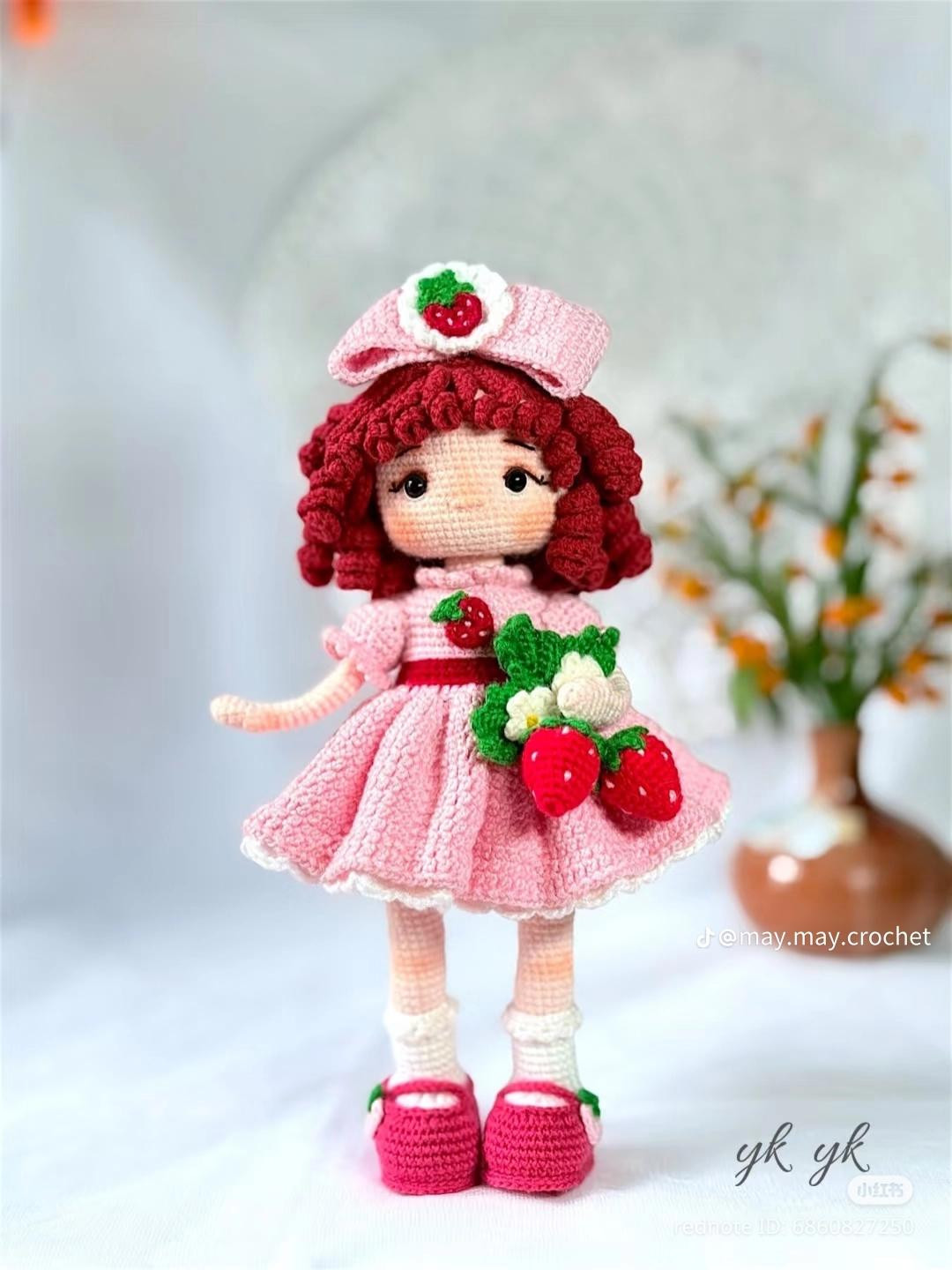 Crochet Strawberry Shortcake Doll Pattern, Amigurumi Tutorial Chart