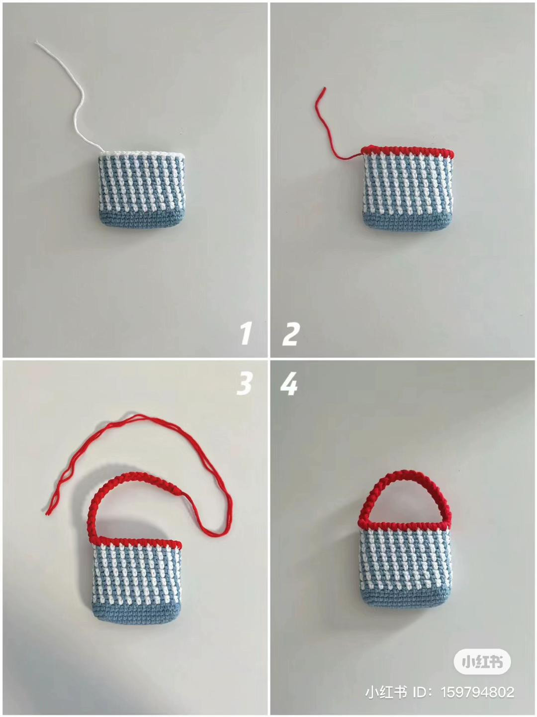 Crochet Striped Color Block Earphone Case Bag Pattern
