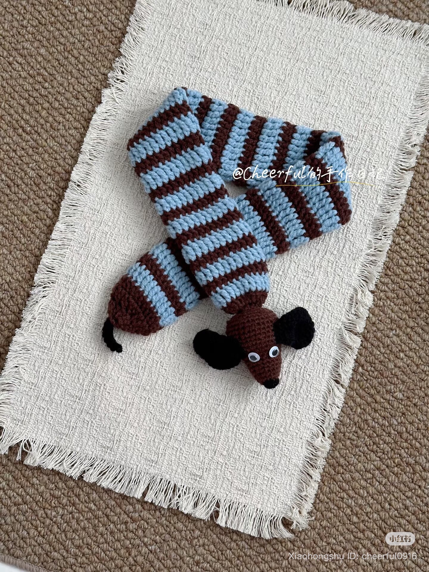 Crochet Striped Dog Head Scarf Pattern