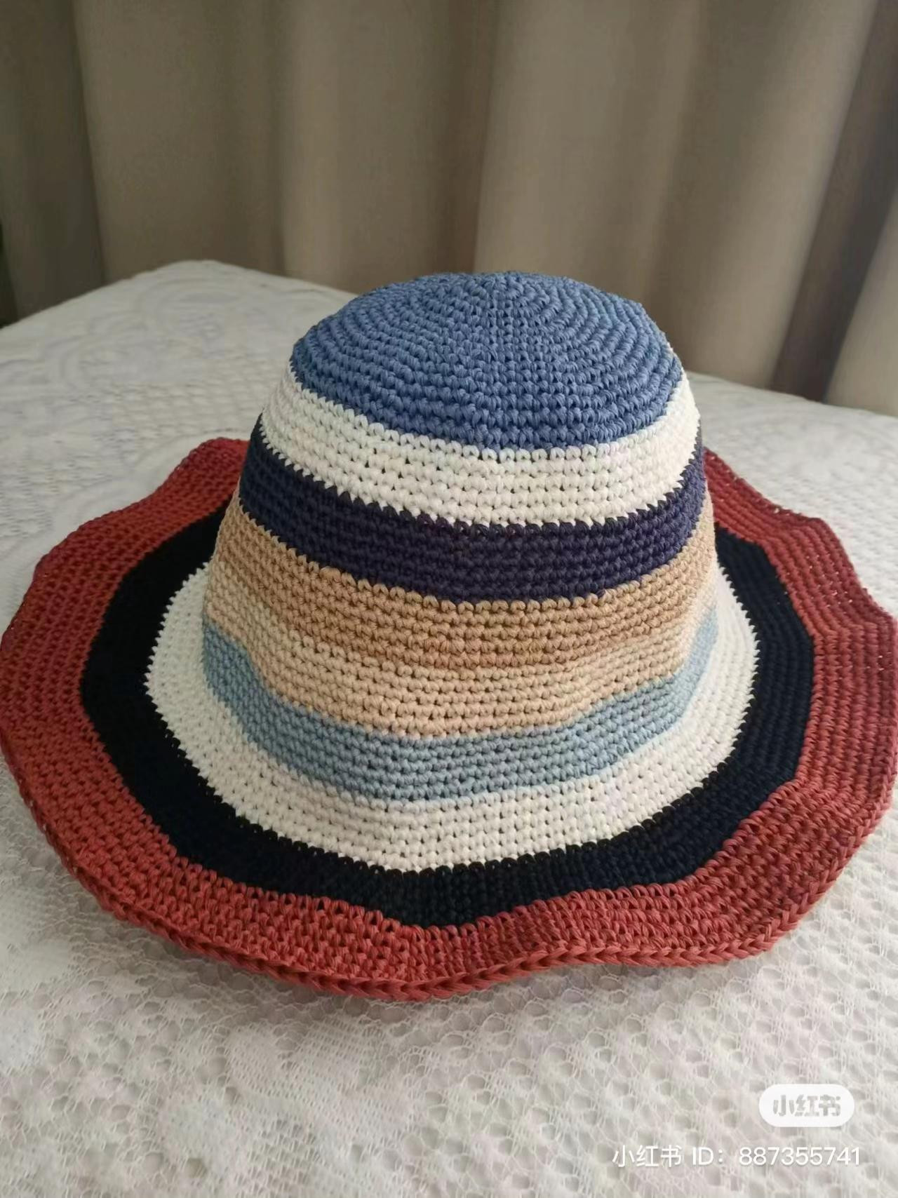 Crochet Striped Fisherman Hat and Cotton Grass Plaid Hat Pattern
