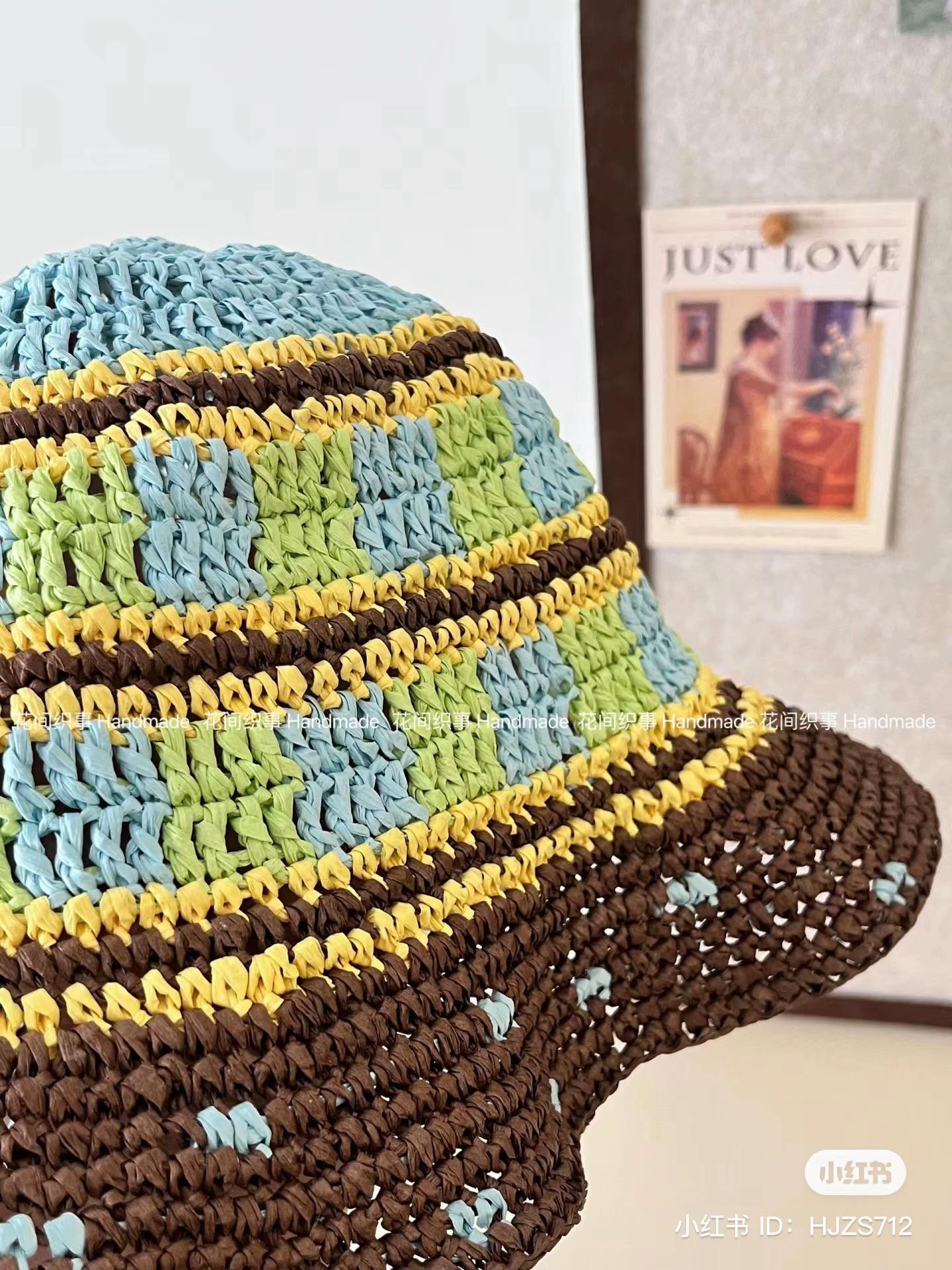 Crochet Striped Fisherman Hat and Cotton Grass Plaid Hat Pattern