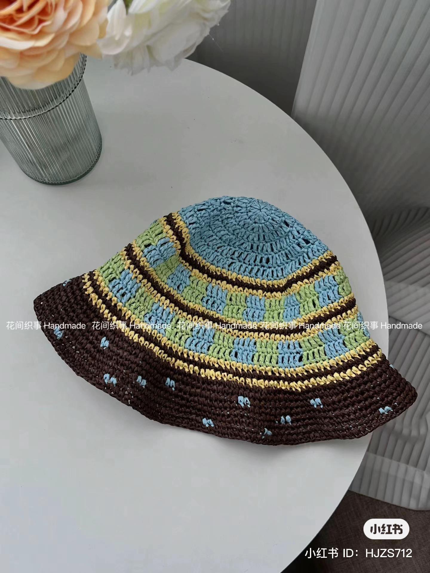 Crochet Striped Fisherman Hat and Cotton Grass Plaid Hat Pattern