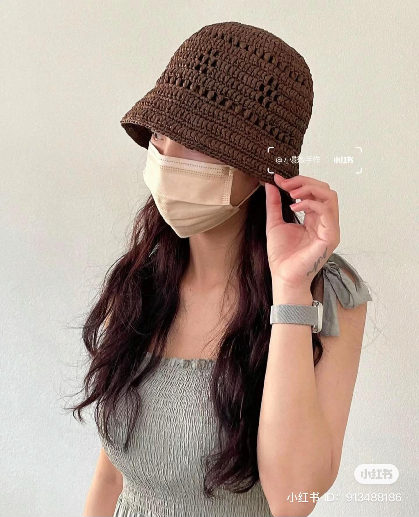 Crochet Striped Fisherman Hat and Cotton Grass Plaid Hat Pattern