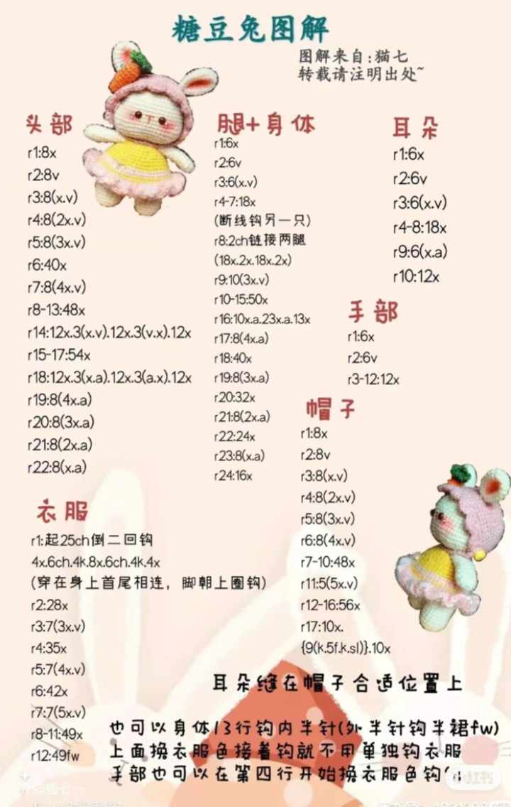 Crochet Sugar Bean Rabbit Doll Pattern Tutorial