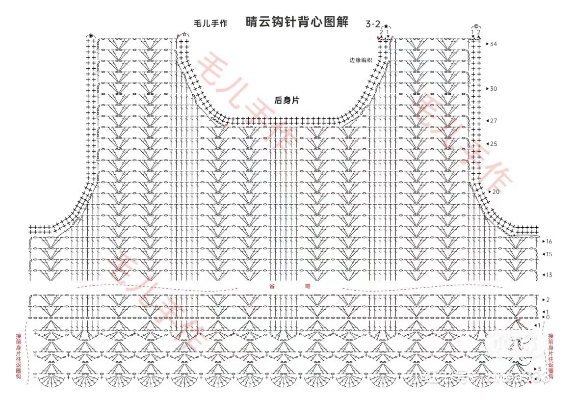 Crochet Summer Top Pattern: Blue and White Gradient Tank Top Chart