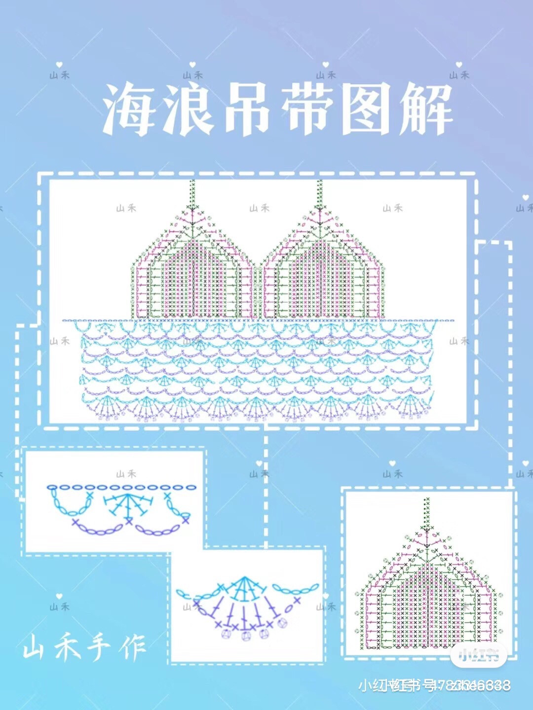 Crochet Summer Top Pattern: Blue and White Gradient Tank Top Chart