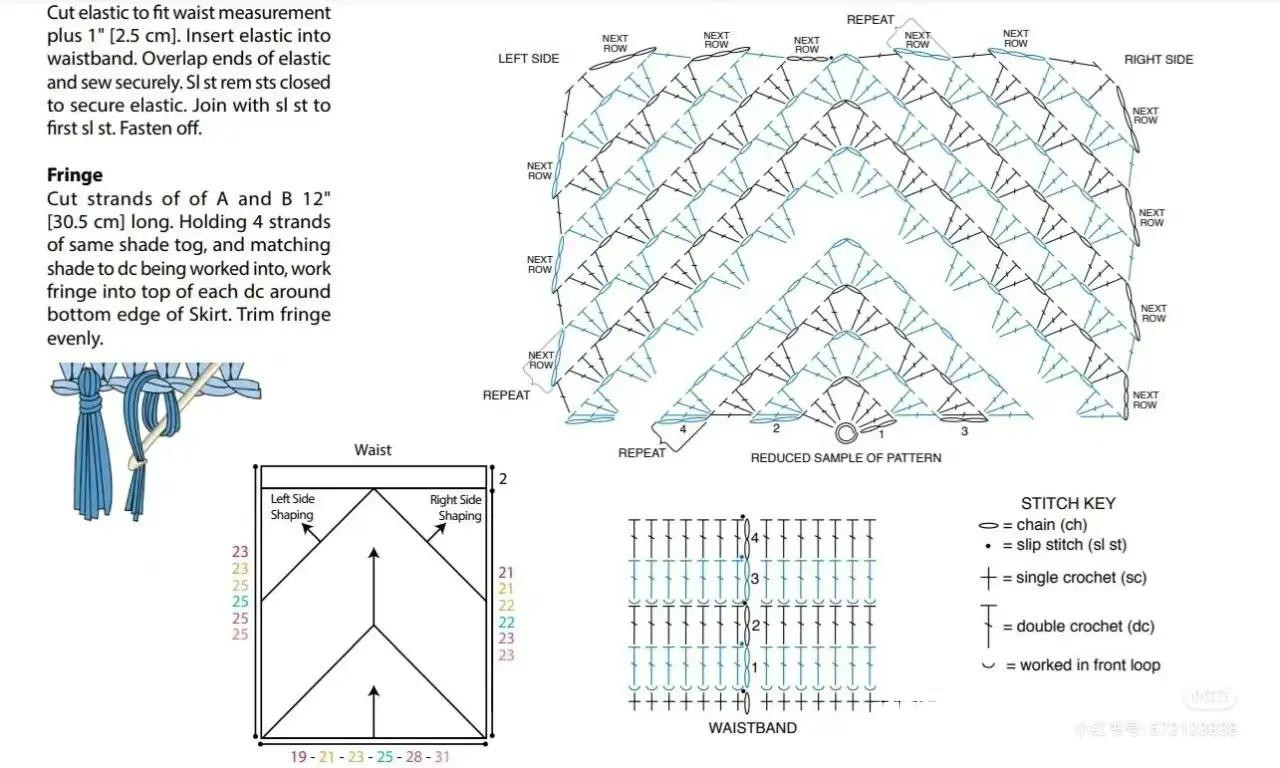 Crochet Summer Vest and Yellow Skirt Flat Charts with Stitch Key