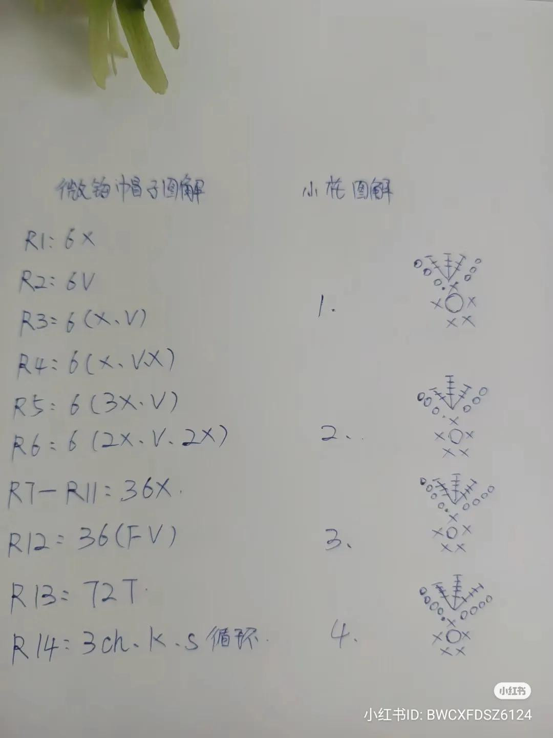 Crochet Sun Hat and Flower Earrings Pattern Chart