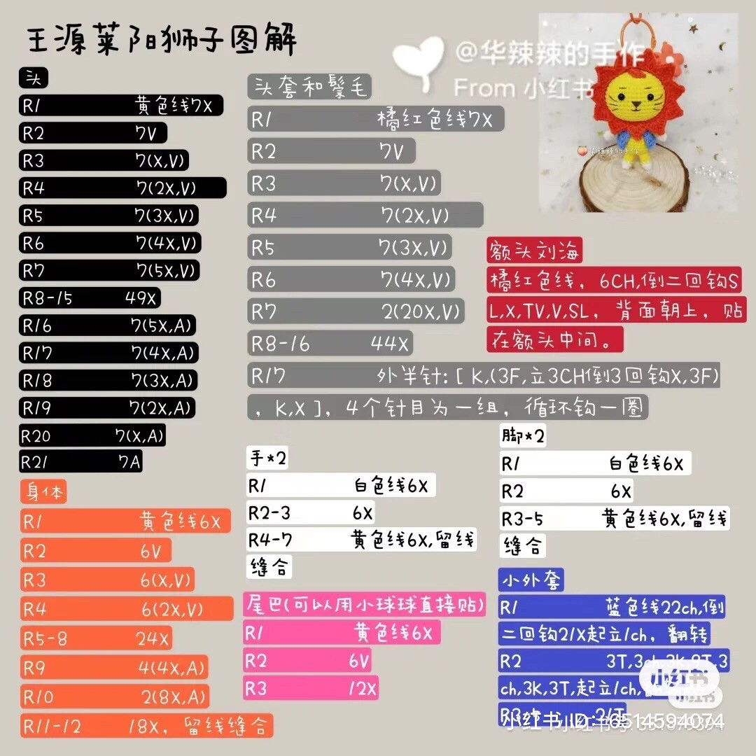 Crochet Sun Lion Keychain Pattern