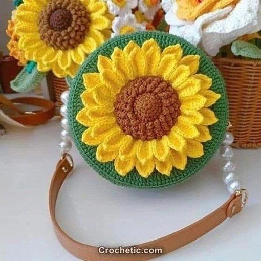 Crochet Sunflower Bag Flat Chart Pattern