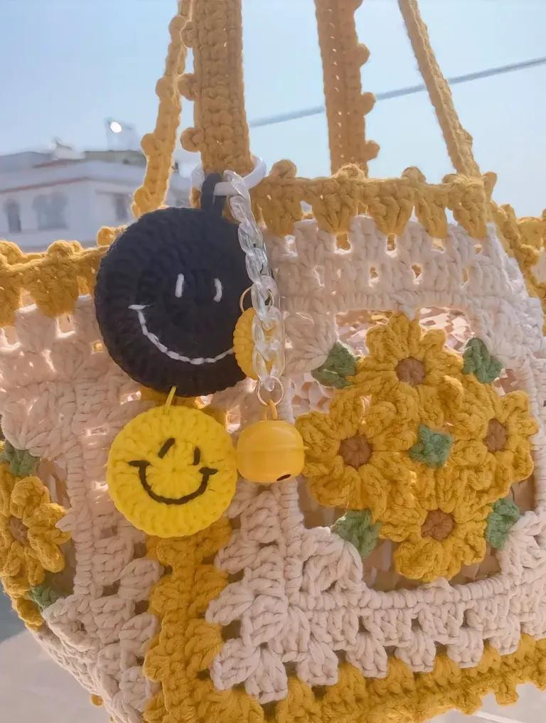 Crochet Sunflower Granny Square Bag Chart Pattern