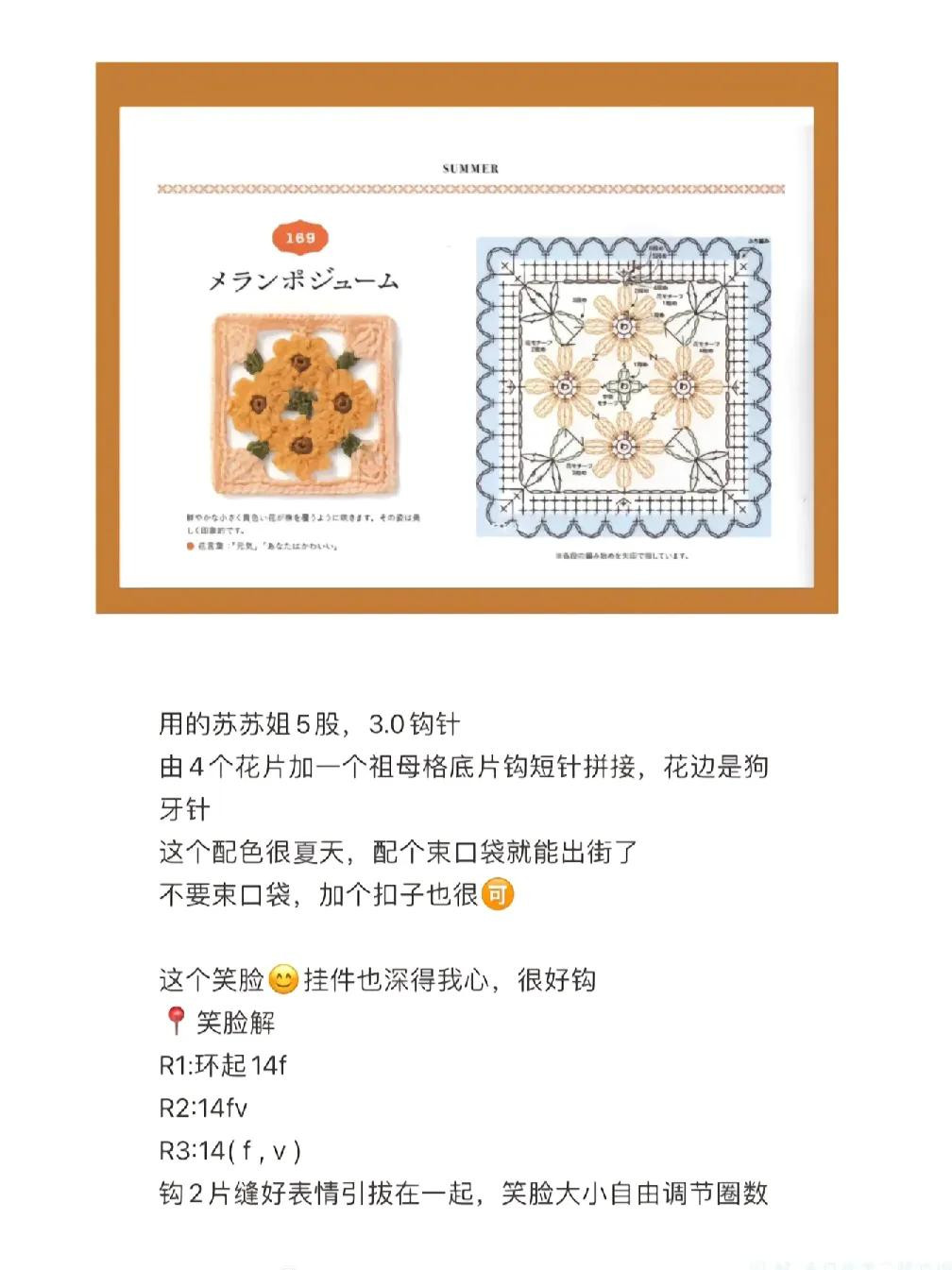 Crochet Sunflower Granny Square Bag Chart Pattern