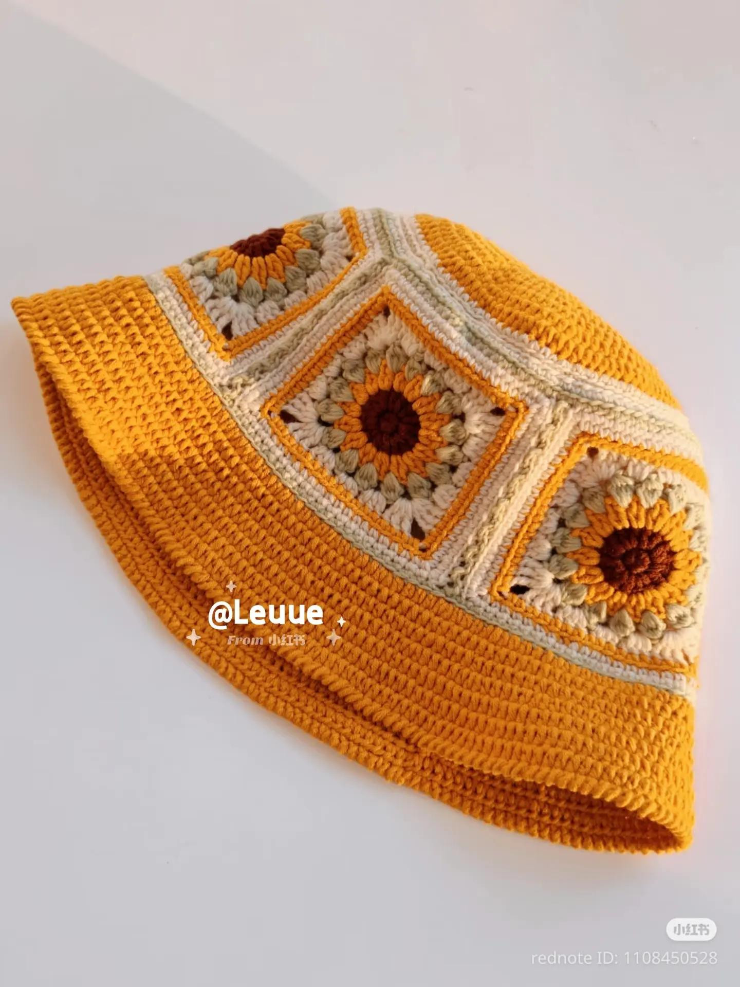 Crochet Sunflower Granny Square Bucket Hat Tutorial