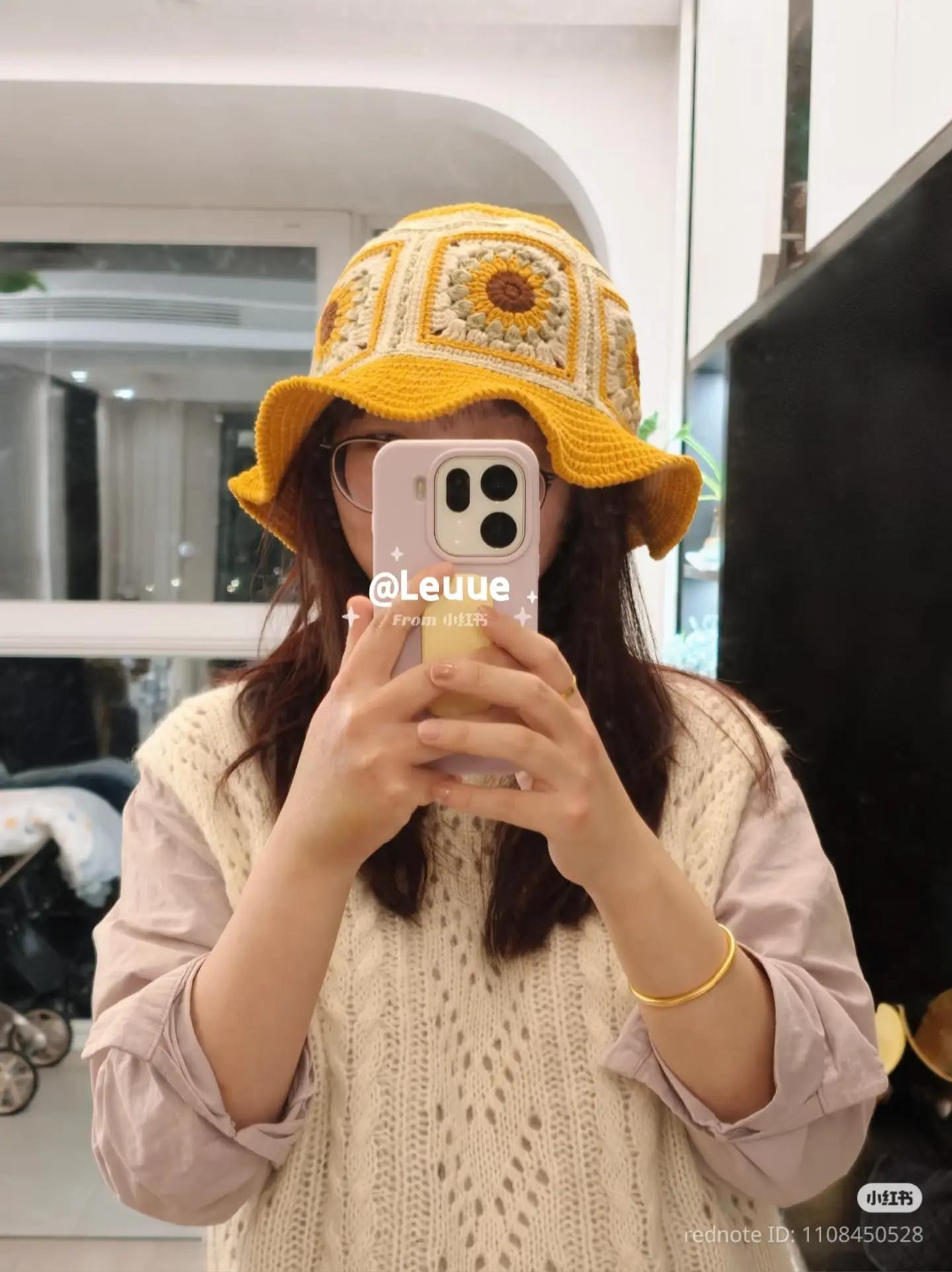 Crochet Sunflower Granny Square Bucket Hat Tutorial