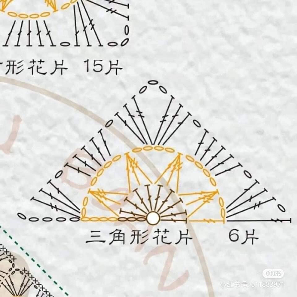 Crochet Sunflower Granny Square Pattern Chart for Triangle Shawl