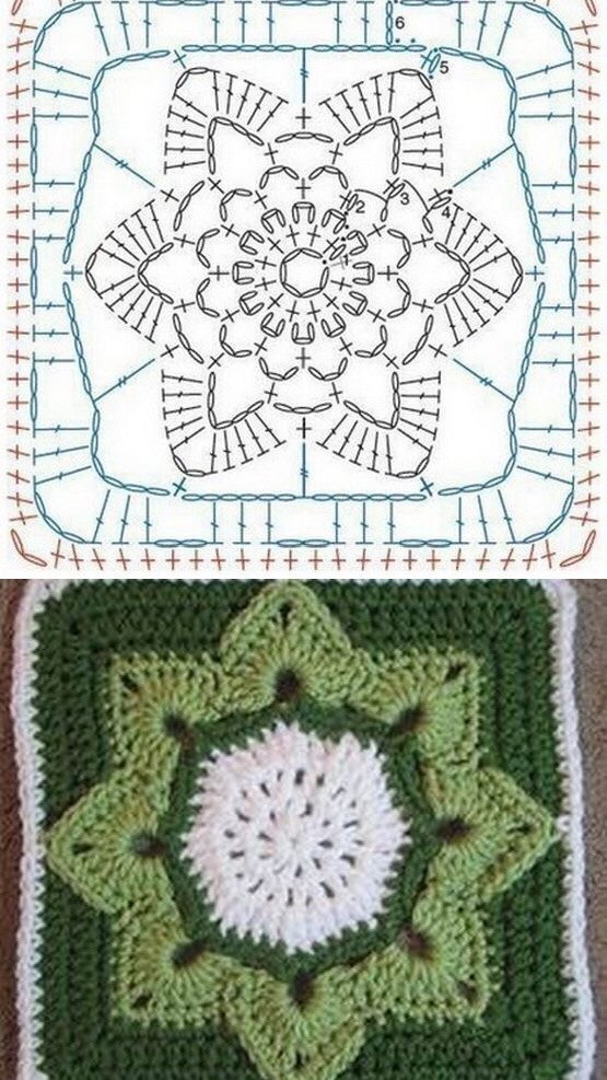Crochet Sunflower Granny Square Pattern Chart for Triangle Shawl