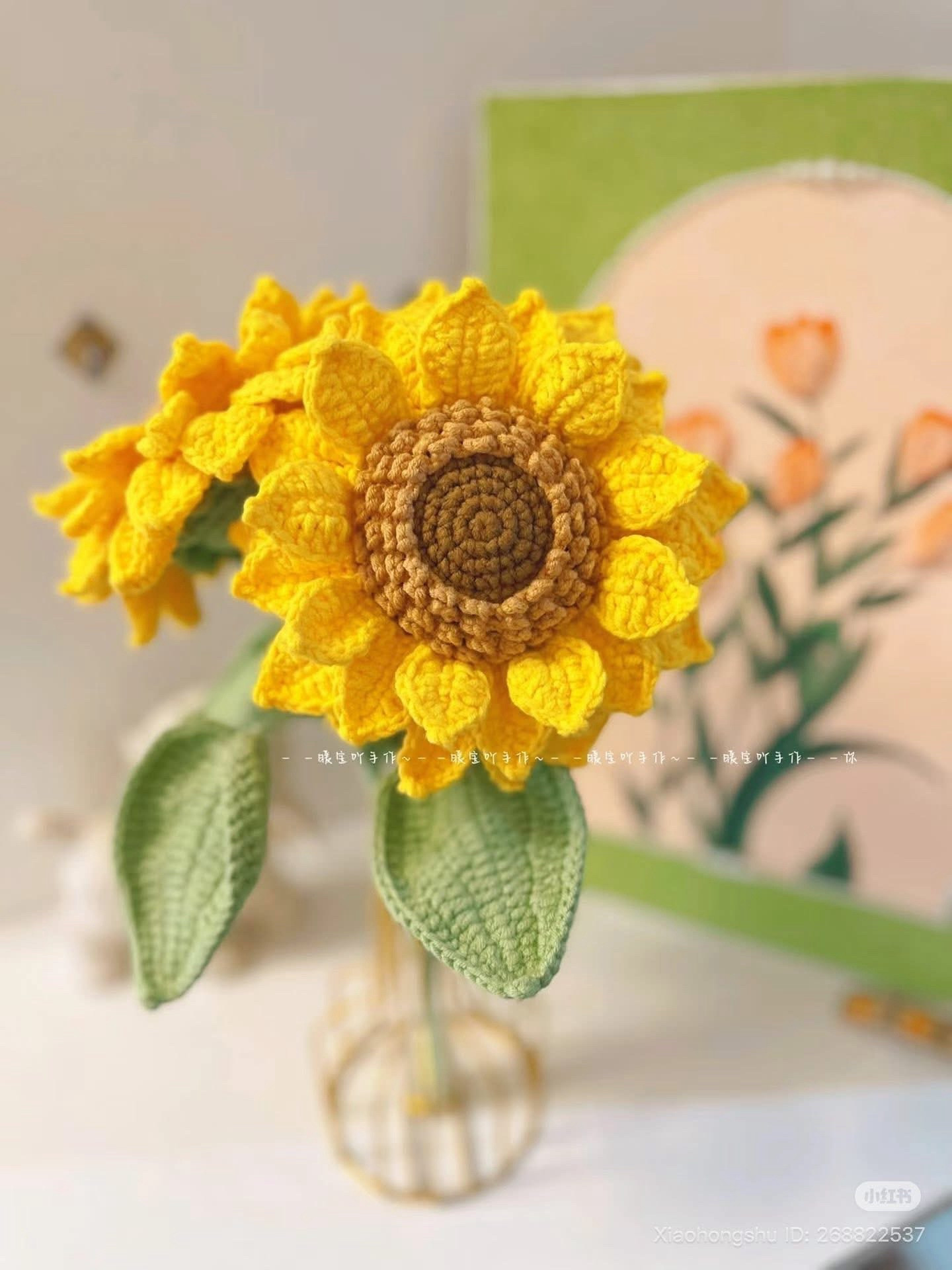Crochet Sunflower Pattern Chart: Petals, Leaves and Calyx Instructions