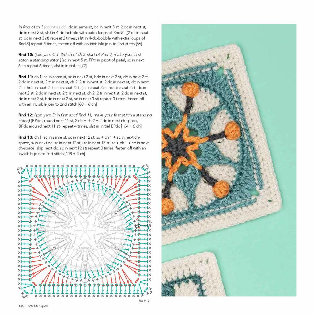 Crochet Sunny Square and Satellite Square Patterns with Charts