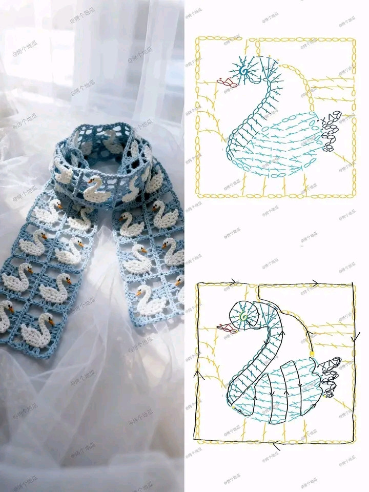Crochet Swan Scarf Free Pattern Chart Tutorial
