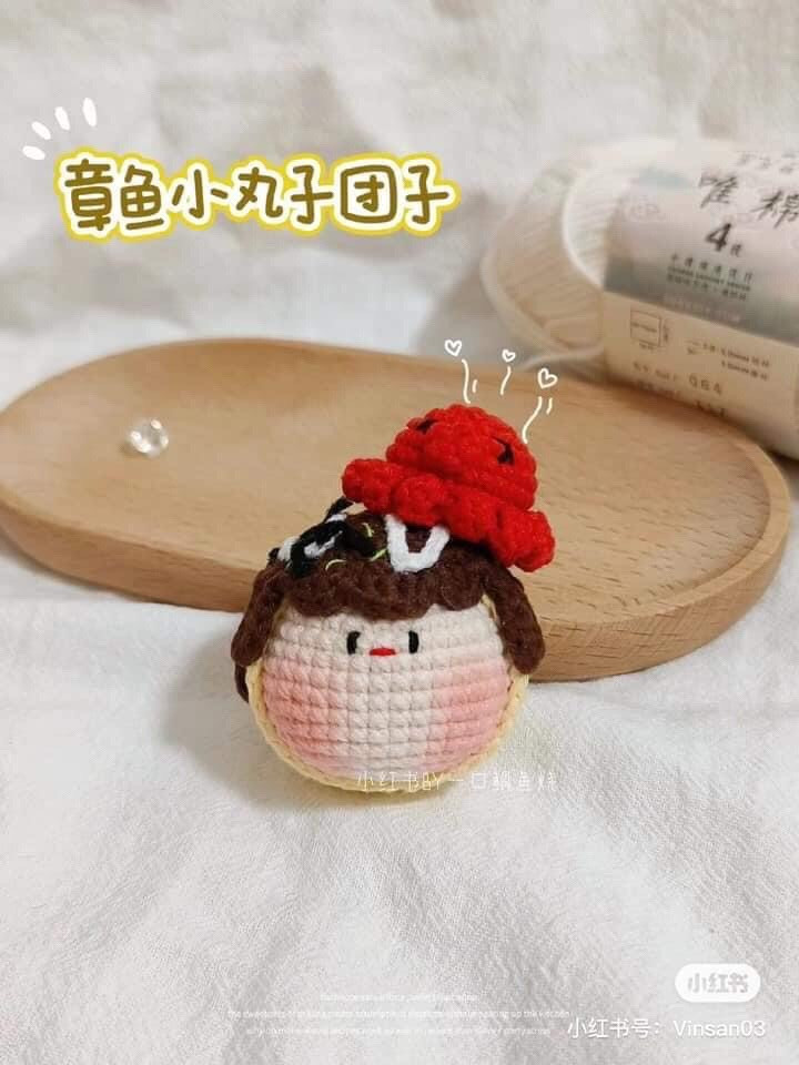 Crochet Takoyaki Amigurumi Doll Pattern with Chart