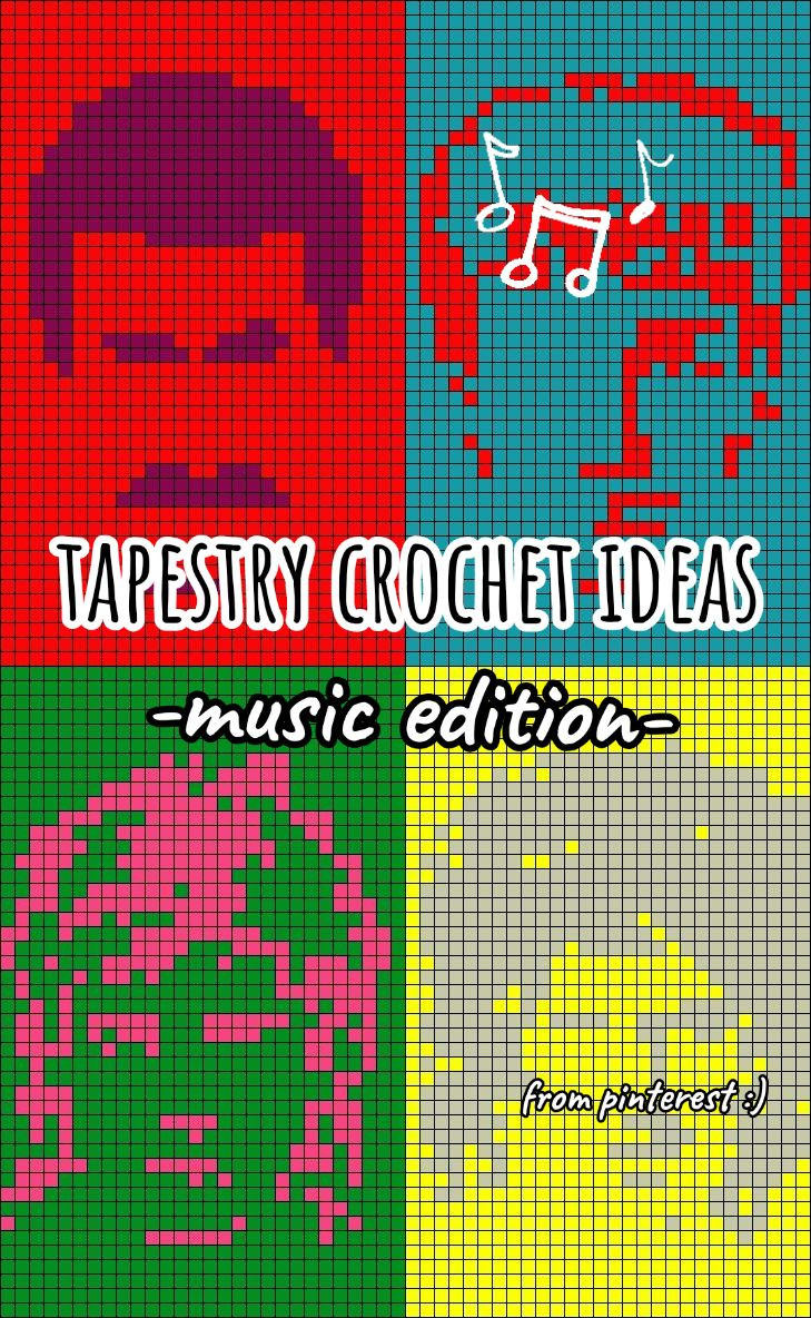 Crochet Tapestry Pixel Charts: Lana Del Rey, Arctic Monkeys, Tyler The Creator, Rolling Stones, Queen, Gorillaz