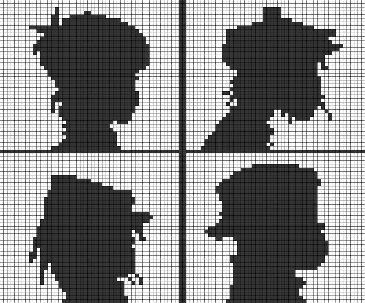 Crochet Tapestry Pixel Charts: Lana Del Rey, Arctic Monkeys, Tyler The Creator, Rolling Stones, Queen, Gorillaz