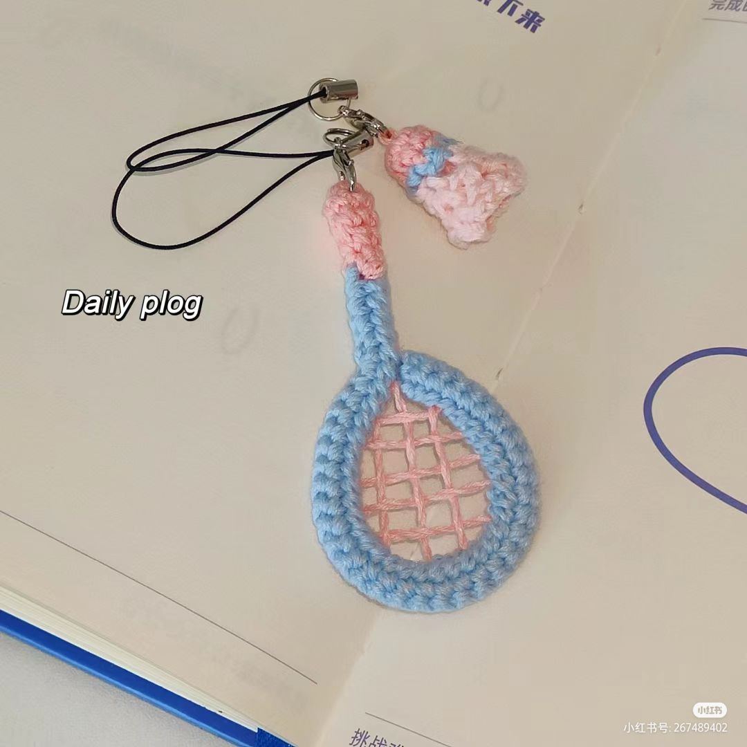 Crochet Tennis Racket and Shuttlecock Keychain Pattern