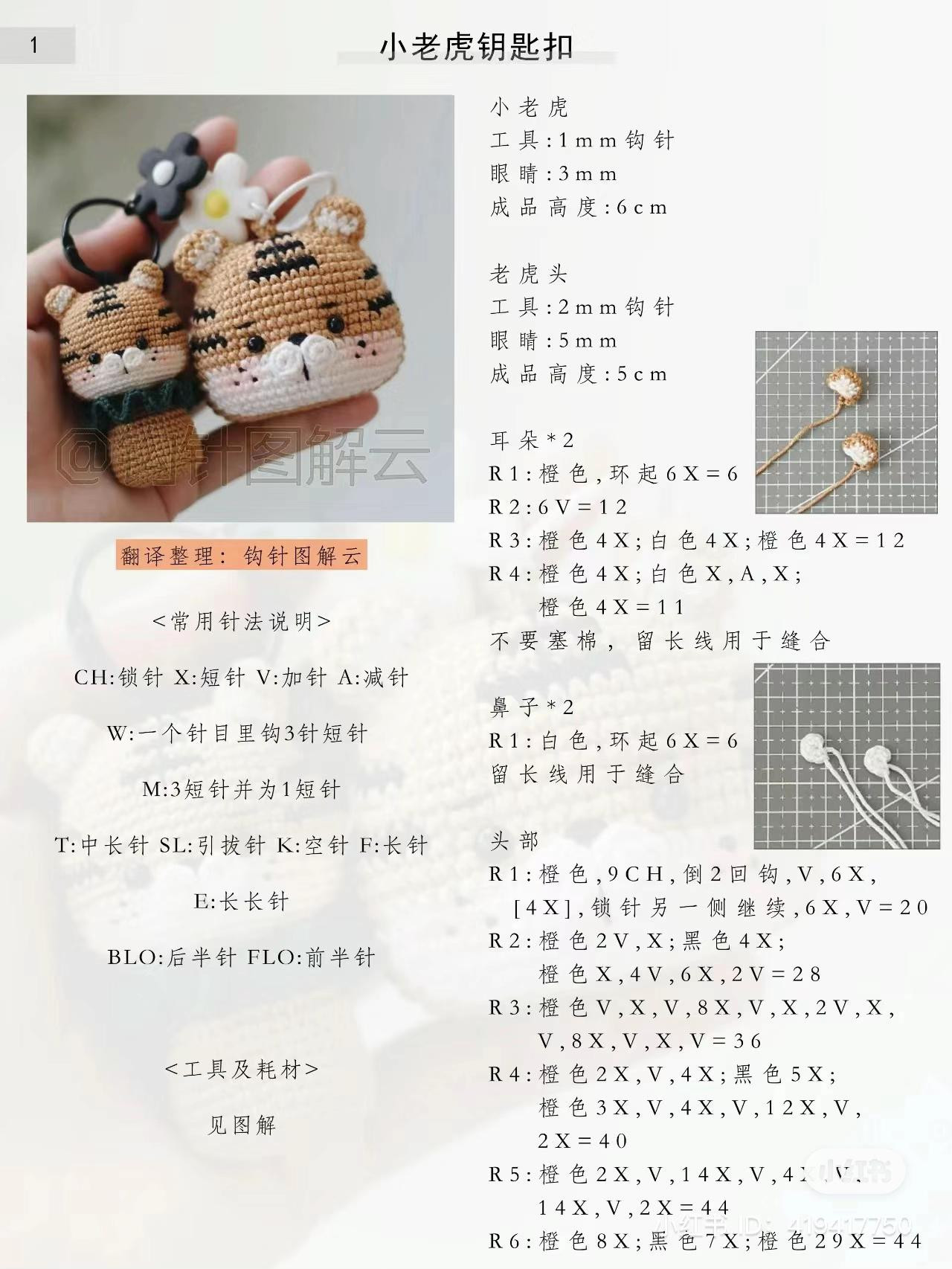 Crochet Tiger Keychain Pattern Tutorial