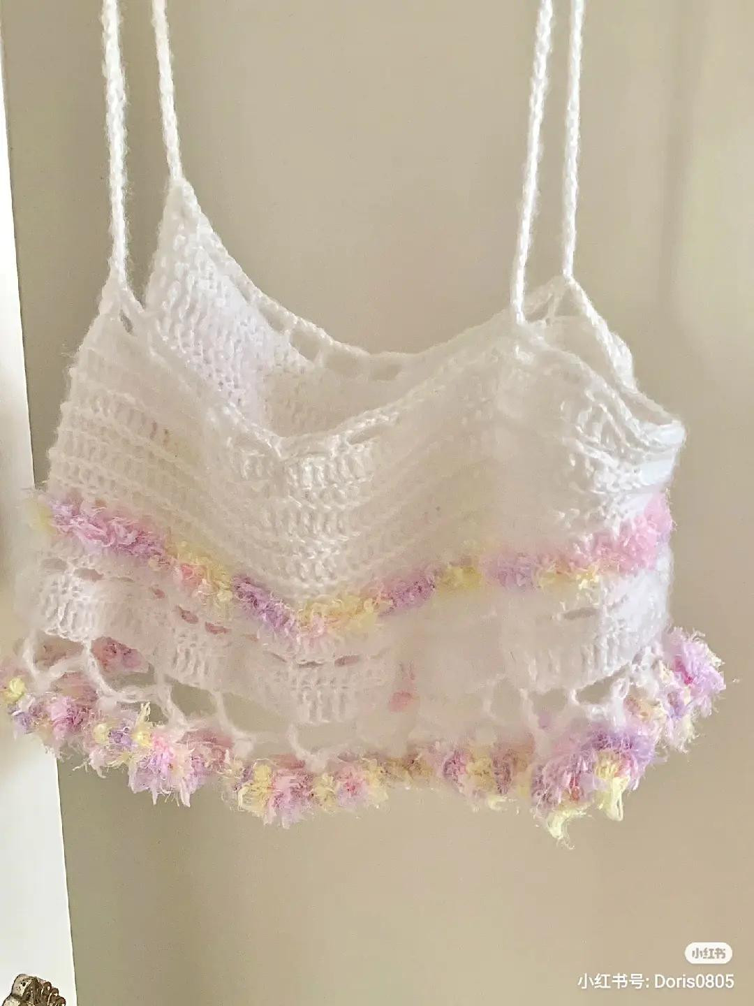 Crochet Top Chart with Bow Detail and Wavy Shell Stitch Bag Pattern