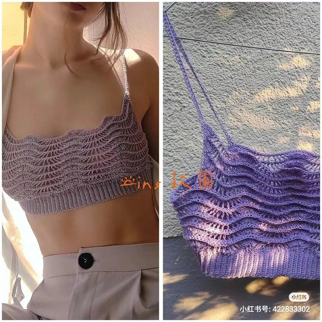 Crochet Top Chart with Bow Detail and Wavy Shell Stitch Bag Pattern