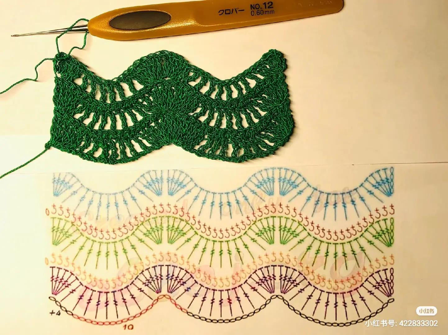 Crochet Top Chart with Bow Detail and Wavy Shell Stitch Bag Pattern