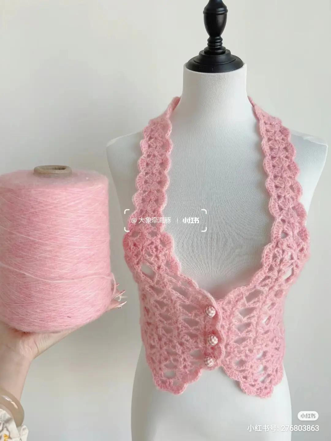 Crochet Top Chart with Bow Detail and Wavy Shell Stitch Bag Pattern