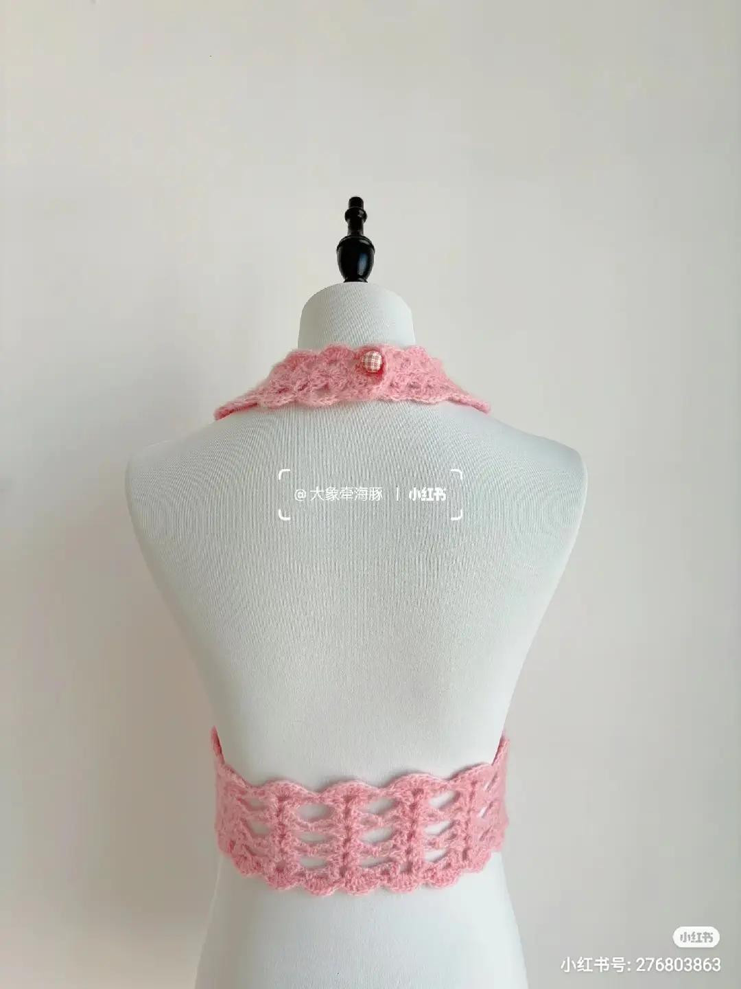 Crochet Top Chart with Bow Detail and Wavy Shell Stitch Bag Pattern