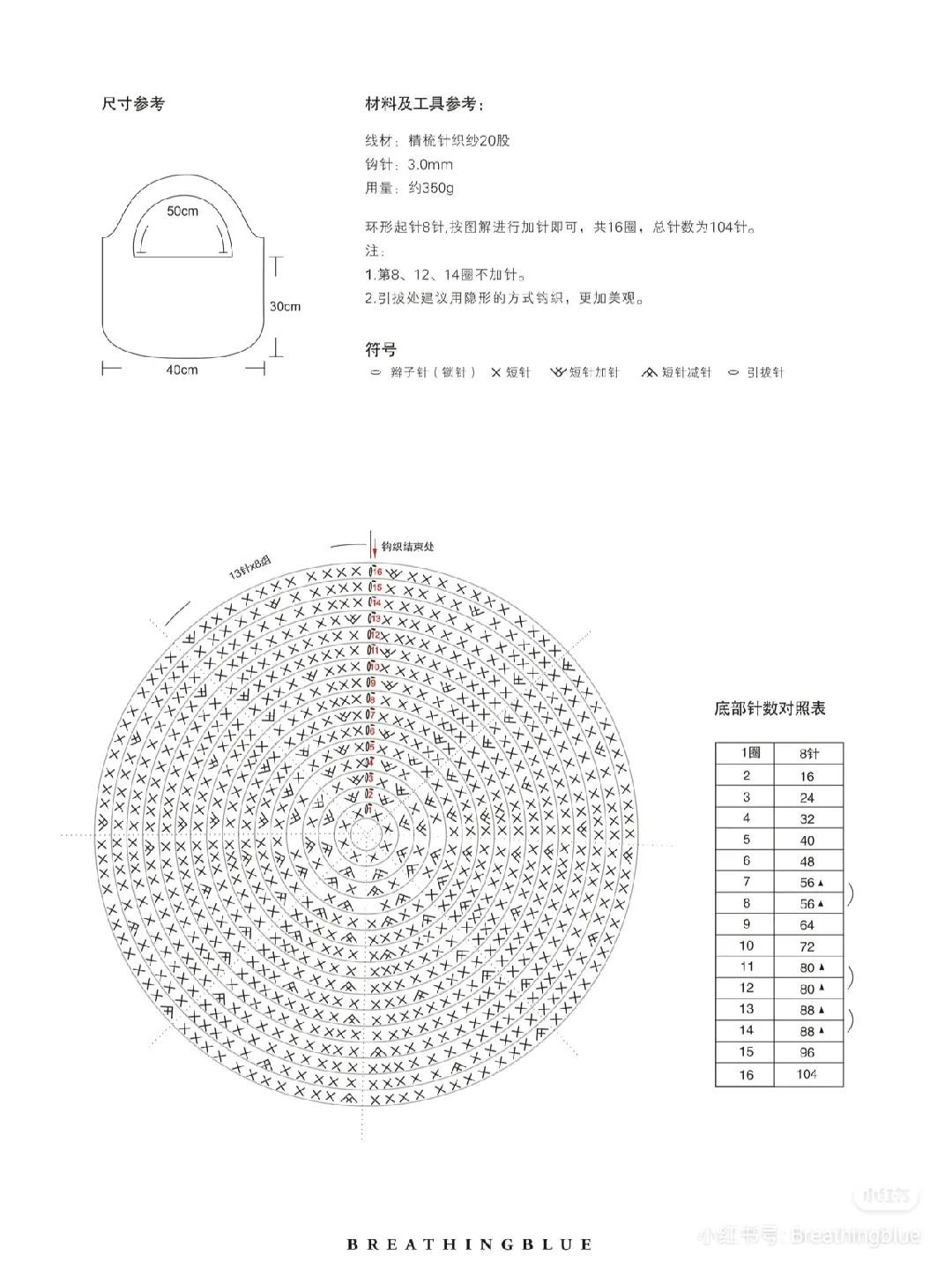 Crochet Tote Bag Pattern Chart: White Yarn Handbag Tutorial with Stitch Diagram