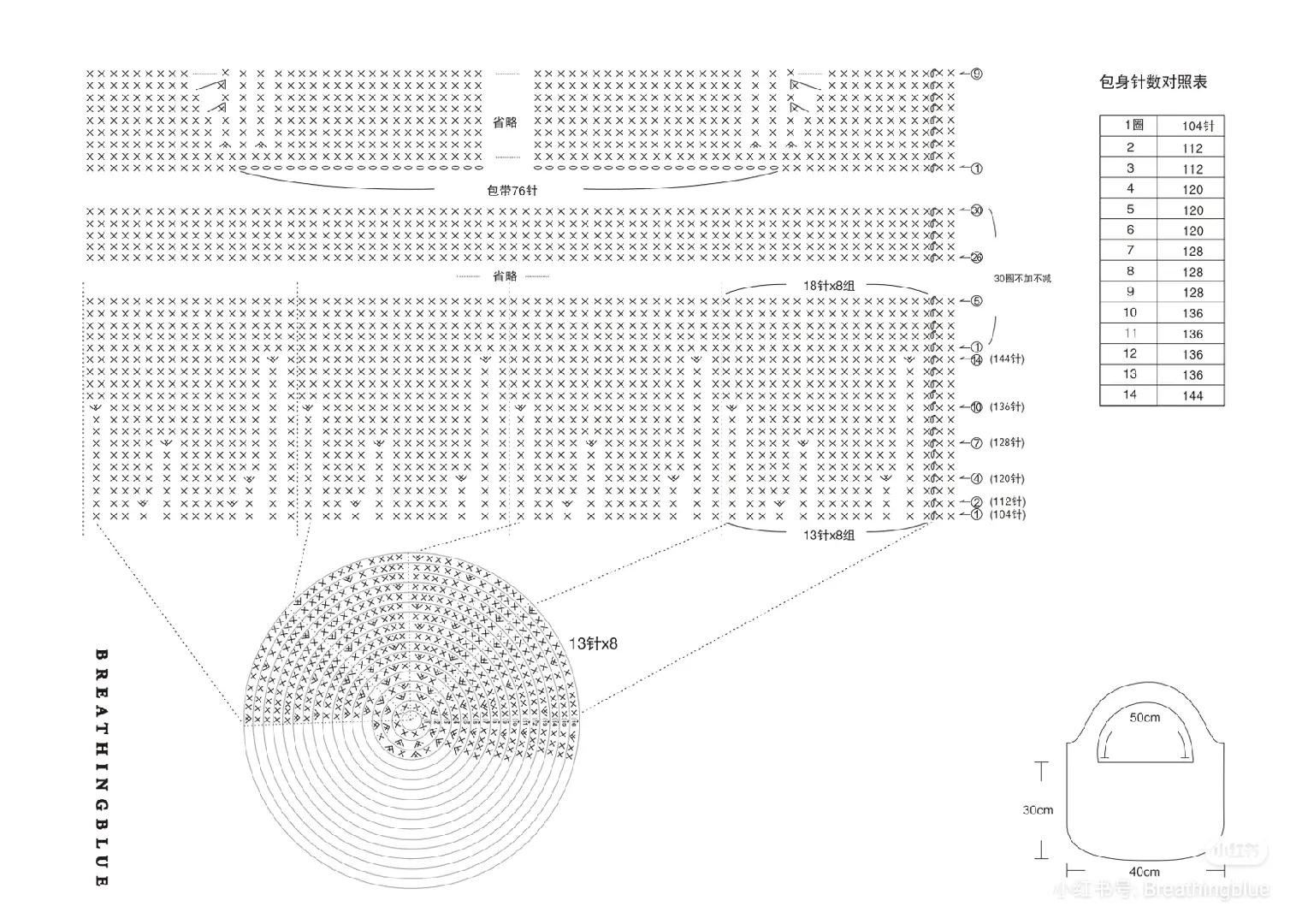 Crochet Tote Bag Pattern Chart: White Yarn Handbag Tutorial with Stitch Diagram