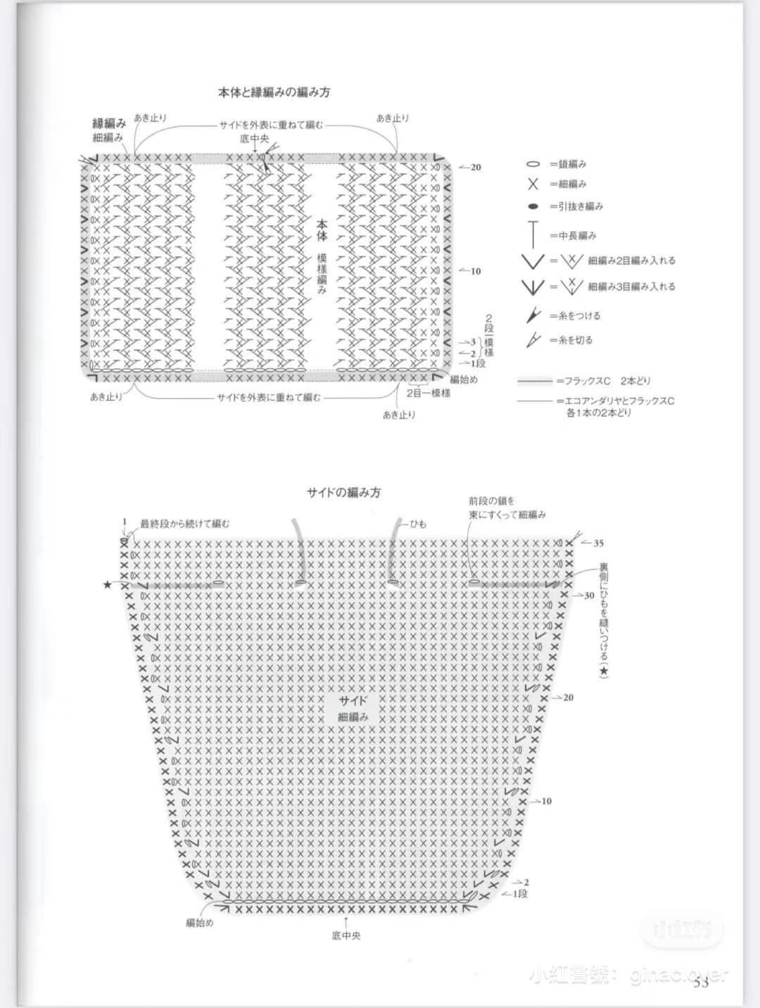 Crochet Tote Bag Pattern Chart with Red Rose Charm