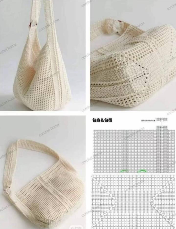 Crochet Tote Bag Patterns with Mandala Square Charts and Instructions