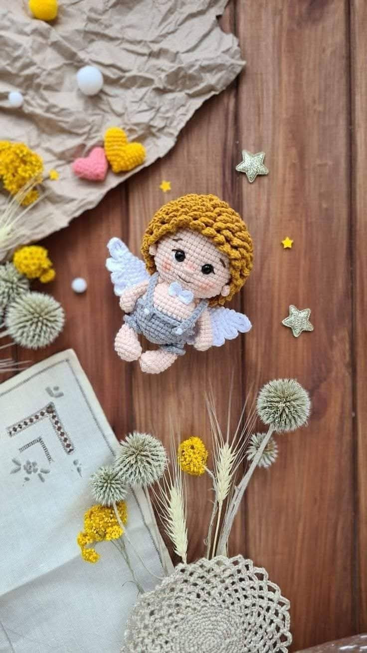 Crochet Toy Pattern: Angel (Cupid) Doll with Wings